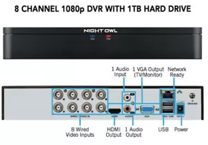 Night Owl DVR- 1TB HD Analog 1080p 8 channels DVR BNC connection - Picture 1 of 6