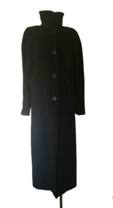 Neu mit Etikett Ellen Tracy schwarzer langer Damenmantel Wolle Größe M - Bild 1 von 6