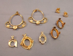 1/20 12k Gold Fill Oval Anhänger 4 + 3 goldfarbene Fassungen Fassungen + Ohrringe - Bild 1 von 5