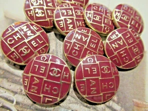CHANEL 5 GOLD TONE METAL RED BUTTONS CC LOGO 18 MM NEW LOT 5 pc - Picture 1 of 7