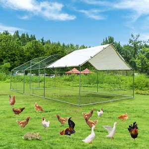 20x13x6.5 Feet Large Walk-In Metal Chicken Coop Dog Barn with Waterproof Cover - Picture 1 of 9