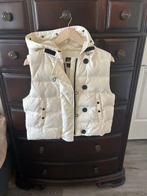 Chaleco acolchado Gap Girls/blanco/con capucha/abajo/talla L cremallera completa Foto 1 de 4