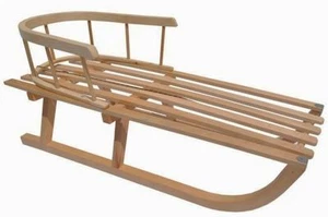 Holzschlitten Schlitten Holzrodel mit Rückenlehne aus Holz B-Ware - Bild 1 von 1