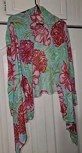 Blusa cárdigan para mujer Lilly Pulitzer floral manga 3/4" 100 % algodón L/XL - Imagen 1 de 7
