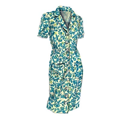 Платье цельнокроеное женское размер Small J. Peterman вишневые фрукты на пуговицах с карманами - Изображение 1 из 4