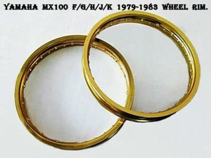 YAMAHA MX100 F/G/H/J/K 1979-1983 ALUMINIUM GOLD F & R WHEEL RIM #to3832# - Picture 1 of 6