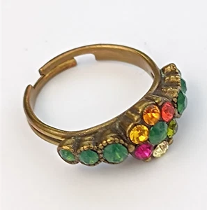 Michal Negrin Ring Floral Band Crystals Tennis Romantic Dainty Vintage Colorful - Picture 1 of 17