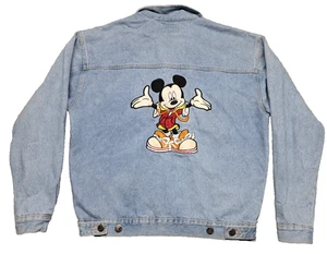 Vtg Disney Mickey Mouse Medium Denim trucker Jacket Embroidered 90s Jerry Leigh - Picture 1 of 11