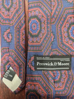 Corbata clásica Preswick & Moore para hombre 100 % seda ¡Hecha en Italia! Foto 1 de 3