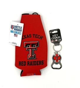 TEXAS TECH RED RAIDERS NCAA BOTTLE KOOZIE COOLER & BOTTLE OPENER KEYCHAIN - Picture 1 of 2