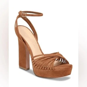 Veronica Beard Damengröße 6 Fletcher Veloursleder Plateau Riemchen Heels in Braun - Bild 1 von 12