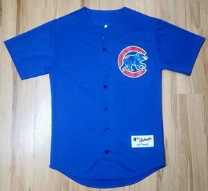 Chicago Cubs Majestic Jersey Men’s M Blue MLB Home Button Front - Picture 1 of 7