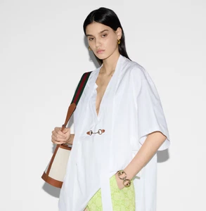 Gucci White Cotton poplin dress with horsebit shirt - BNWT 784903 - Picture 1 of 9