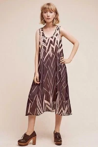 Vestido Anthropologie Floreat Serengeti 2 Piezas Midi XS Rubor Negro Seda Nuevo Etiqueta $188 - Imagen 1 de 6