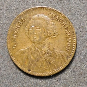 D177 Game Counter: Fuld & Rulau Gnw-6, $2 ½ Gold Size, George Washington, brass, - Picture 1 of 2
