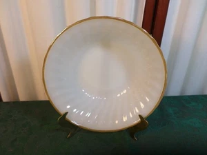 Cuenco para servir vintage Anchor Hocking vidrio de leche remolino concha dorada brillo - Imagen 1 de 5