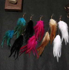 Boho Chic lange Ohrhänger Feder - 5 Farben zur Auswahl - Bild 1 von 12