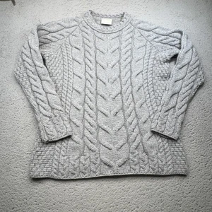 Aran Woollen Mills Pullover Damen XL grau irisch weich Merino Zopfmuster Fischer - Bild 1 von 11