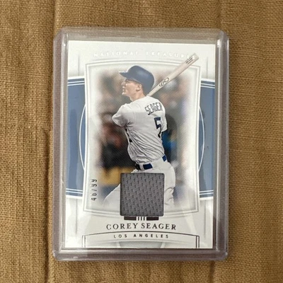 Camiseta deportiva Panini National Treasures Corey Seager #/99 2020 reliquia juego de cartas usado SP Foto 1 de 2