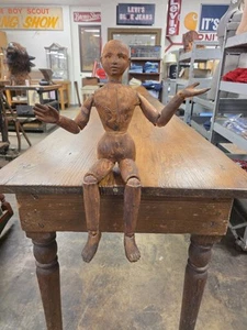 Antique Articulated Wooden Artist Mannequin Model Carved Jointed Wood Pegged - Imagen 1 de 11