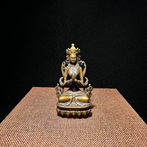Antiguo budismo tibetano chino cobre cuatro Guanyin armados llevando a Buda contigo - Imagen 1 de 6