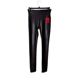 Spanx Wine Burgundy Faux Leather Pull On Leggings Size Medium NWT - Picture 1 of 5