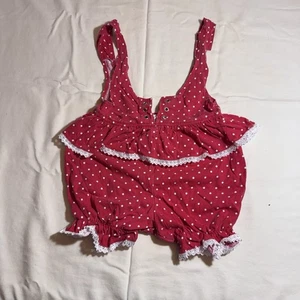 Vintage Baby Mädchen Little By Little Strampler rot & weiß Pokadot Größe 3T - Bild 1 von 7