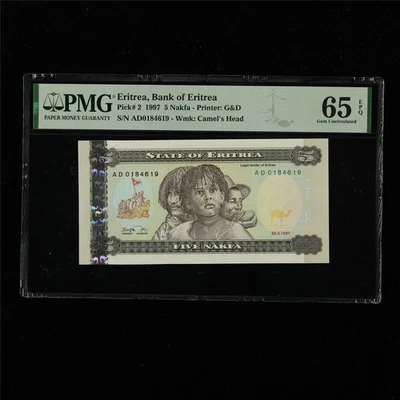 1997 Eritrea Bank of Eritrea 5 Nakfa Pick#2 PMG 65 EPQ Gem UNC 01 - Image 1 of 4