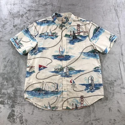 Reyn Spooner Shirt Mens Large Ivory Tailored Pacific Cup 2022 Hawaiian Sailing - Image 1 of 4