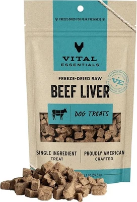 VITAL ESSENTIALS Freeze Dried Dog Treats Beef Liver Premium Quality High Protein Training Treats