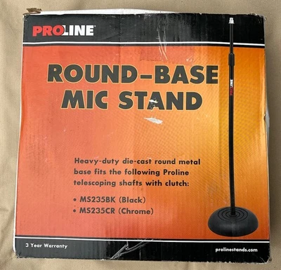 Proline MS235BK Round Base Microphone Stand Cast Metal Black New!! - Image 1 of 4