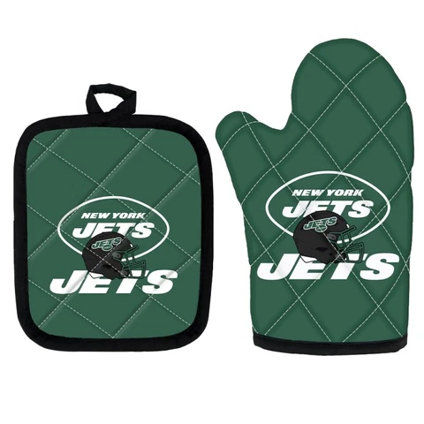 New York Jets 2 PCS Oven Mitt Potholder Sets Heat Resistant Baking Gloves Gifts Cover