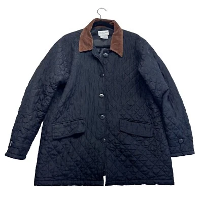 Abrigo Chaqueta Acolchada Casual Esquina Mujer Seda Talla M Cuello Pana Negro De Colección Foto 1 de 4