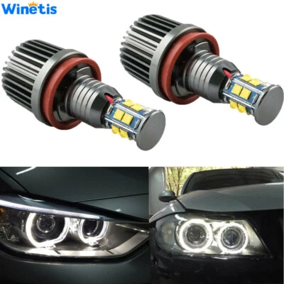White Angel Eyes H8 LED Marker Halo Rings Bulbs For BMW E90 E91 E92 E60 E61 - Image 1 of 4