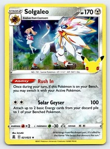 Tarjeta Pokémon Solgaleo 021/025 Holo Rara Celebraciones - Casi Nueva - Imagen 1 de 5