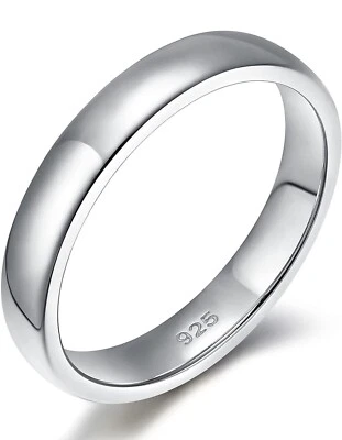 Solid .925 Sterling Silver Wedding Band Ring For Men And Women Multiple Sizes - Image 1 of 3