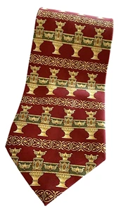 Rene Chagal Hand Made Necktie Maroon with Gold Pedestal Designs - Picture 1 of 4