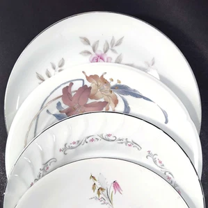 4 Pc Mismatched Dinner Plates Vintage China Collection Pink Floral Mix and Match - Picture 1 of 11