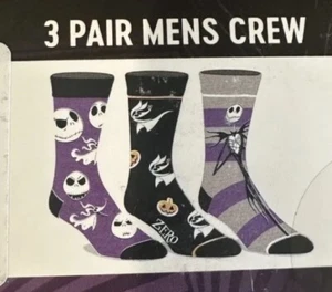 Nightmare Before Christmas Socken Herren Schuhgröße 8 bis 12 Crew 3 Paar Pack - Bild 1 von 2
