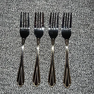 Hampton Silversmiths 18/10 Stainless Gold Trim 6 7/8” Set Of 4 Forks China 199 - Picture 1 of 6