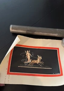 Pintura Litográfica Querubín y Ciervo R. Olivia Segunda Guerra Mundial Hecha en Italia BA - Imagen 1 de 2