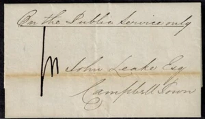 Tasmania 1847 Pre Stamp Official Mail w/ M/S "On the Public Service Only" - Picture 1 of 7