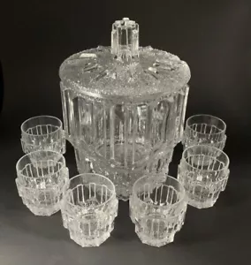 Kristall Bowle Set; Nachtmann; Topf+6 Gläser; Eisstruktur - Bild 1 von 12
