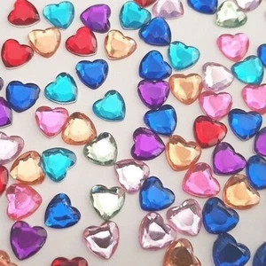 LARGE HEART DIAMANTE GEM Self Adhesive 13 Colours Craft Decorative Card 6-10mm - Picture 1 of 15