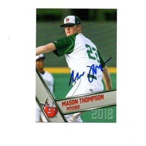 Mason Thompson signed autographed 2018 Fort Wayne Tincaps team card Round Rock e