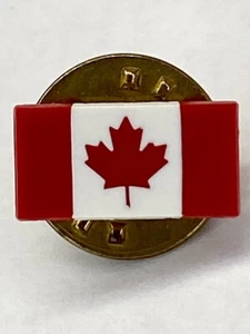 Canadian Flag Plastic Pin Hat Lapel Pinback Collectible Red White Gold Tone - Picture 1 of 3
