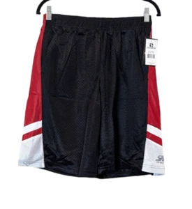 Southpole Boys L Black Red Athletic Basketball Shorts Polyester Mid Rise Pull On - Picture 1 of 11