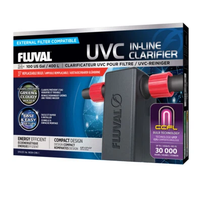 Fluval In-Line 3W UVC Clarifier Water Greenwater Aquarium Fish Tank 2024 - Image 1 of 4