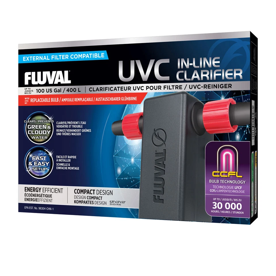 Fluval UVC Clarifier Steriliser 3w In-Line for tanks up to 400L (A198 / 2024)