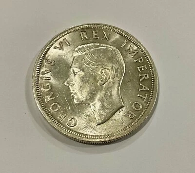 Sudáfrica 1947 5 chelines corona de plata bonito ejemplo brillante tipo de un año Foto 1 de 2